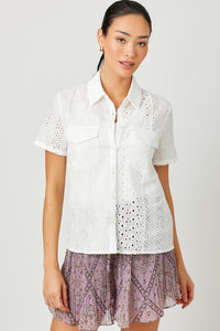 Floral Embroidered Button Down Top